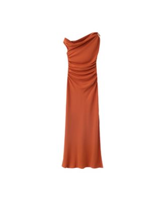 Women's Asymmetrical Pleated Off-the-Shoulder Dress