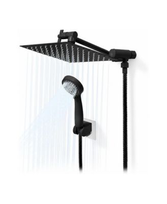 High Pressure Rainfall Shower Head with Handheld Combo, 10 in Matte , 11 in Extension Arm, 3-Spray Wand, 59 in Hose