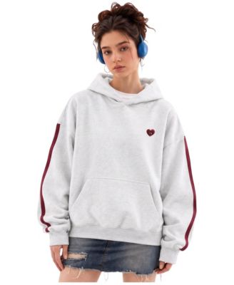 Women's Vintage Varsity Heart Oversized Stripe Hoodie