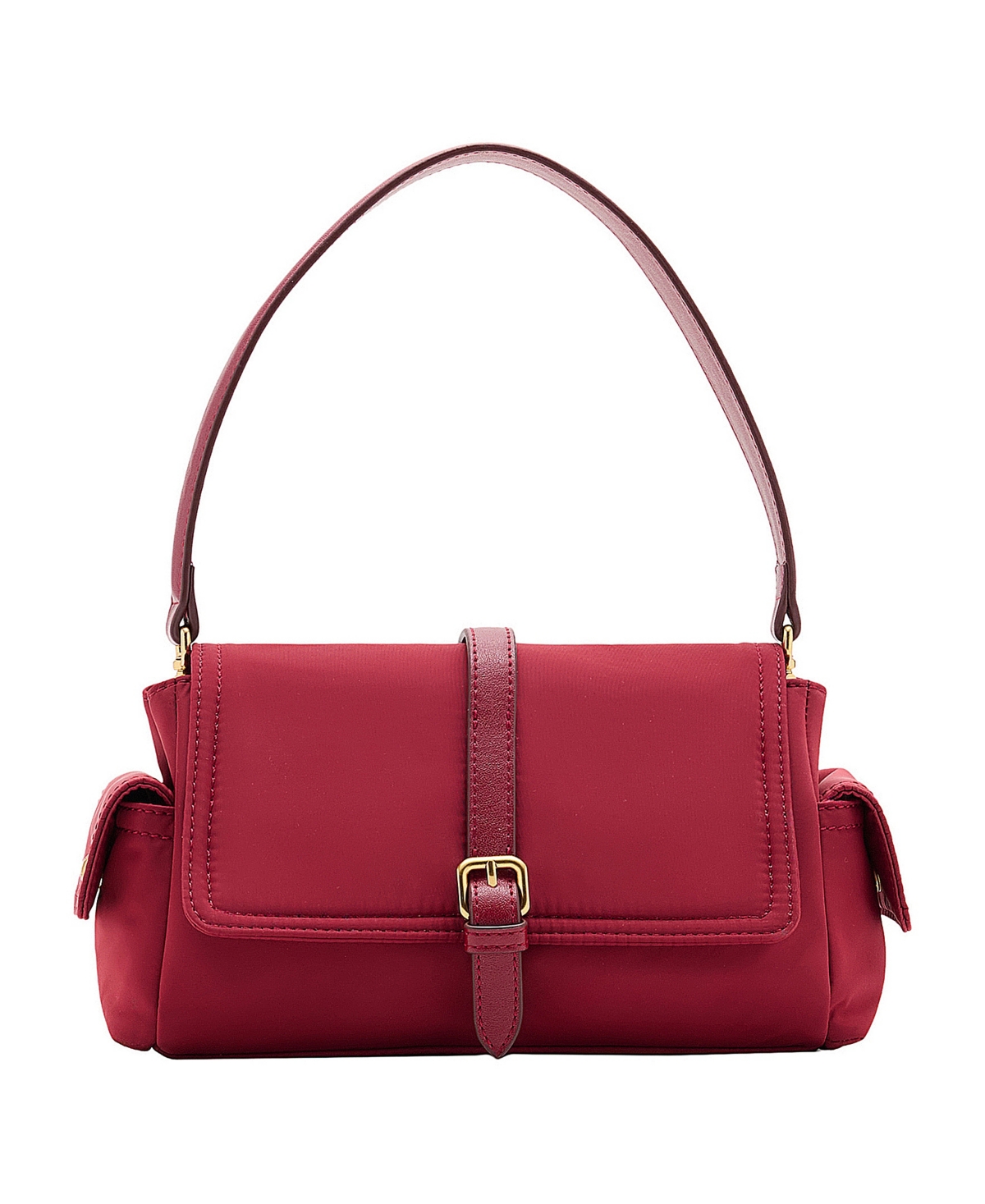 Mango Women's Faux Leather Pockets and Buckle Shoulder Bag - Red