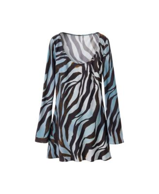 Women's Zebra-Print Long-Sleeve Scoop Neck Dress