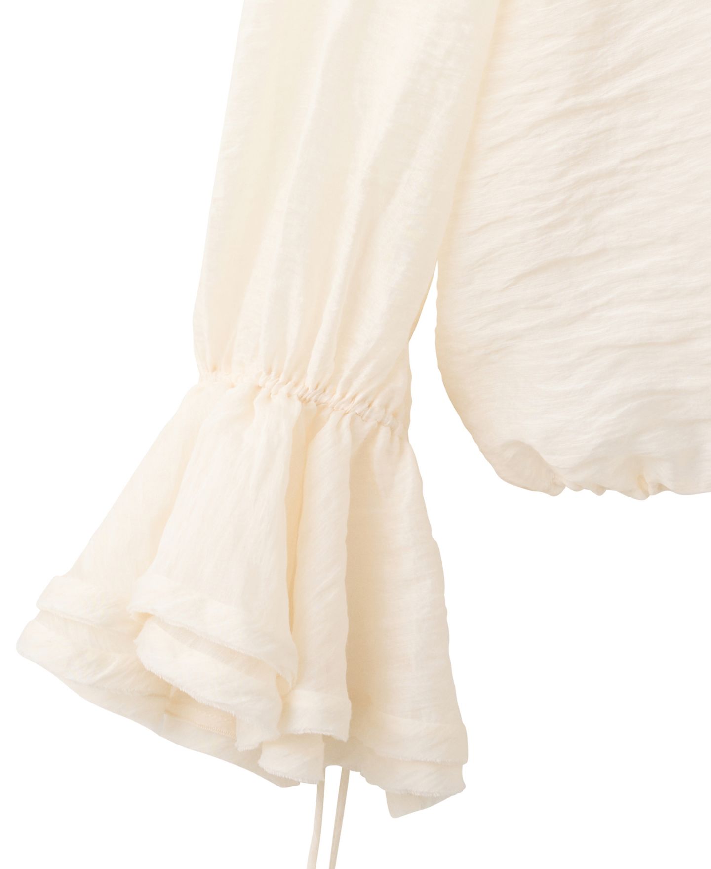 Женская блузка Mango Ruffled V-Neck Long-Sleeve, цвет: Экрю — фото 6