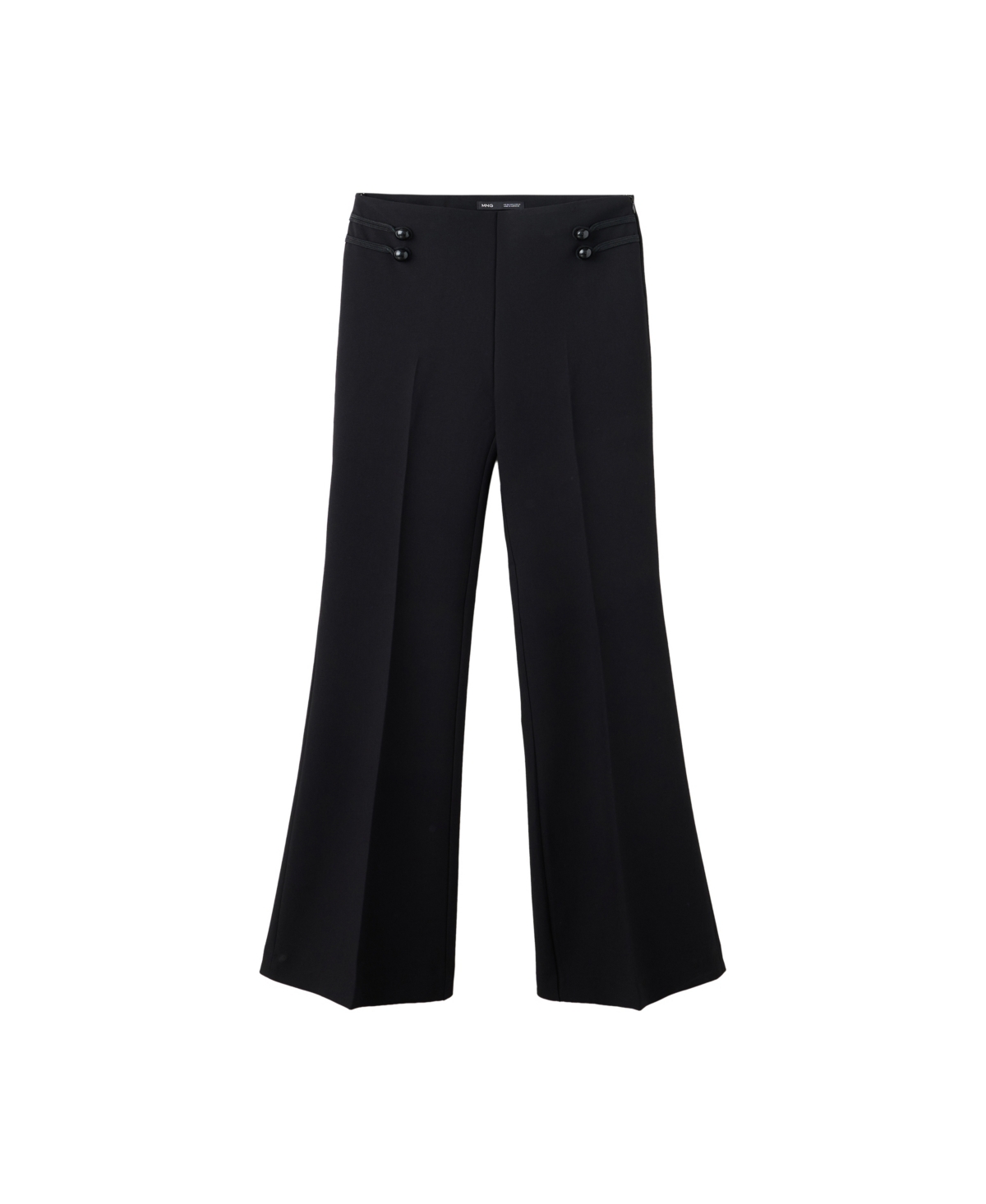 Mango Women's High-Rise Wide-Leg Frog-Closure Pants - Black