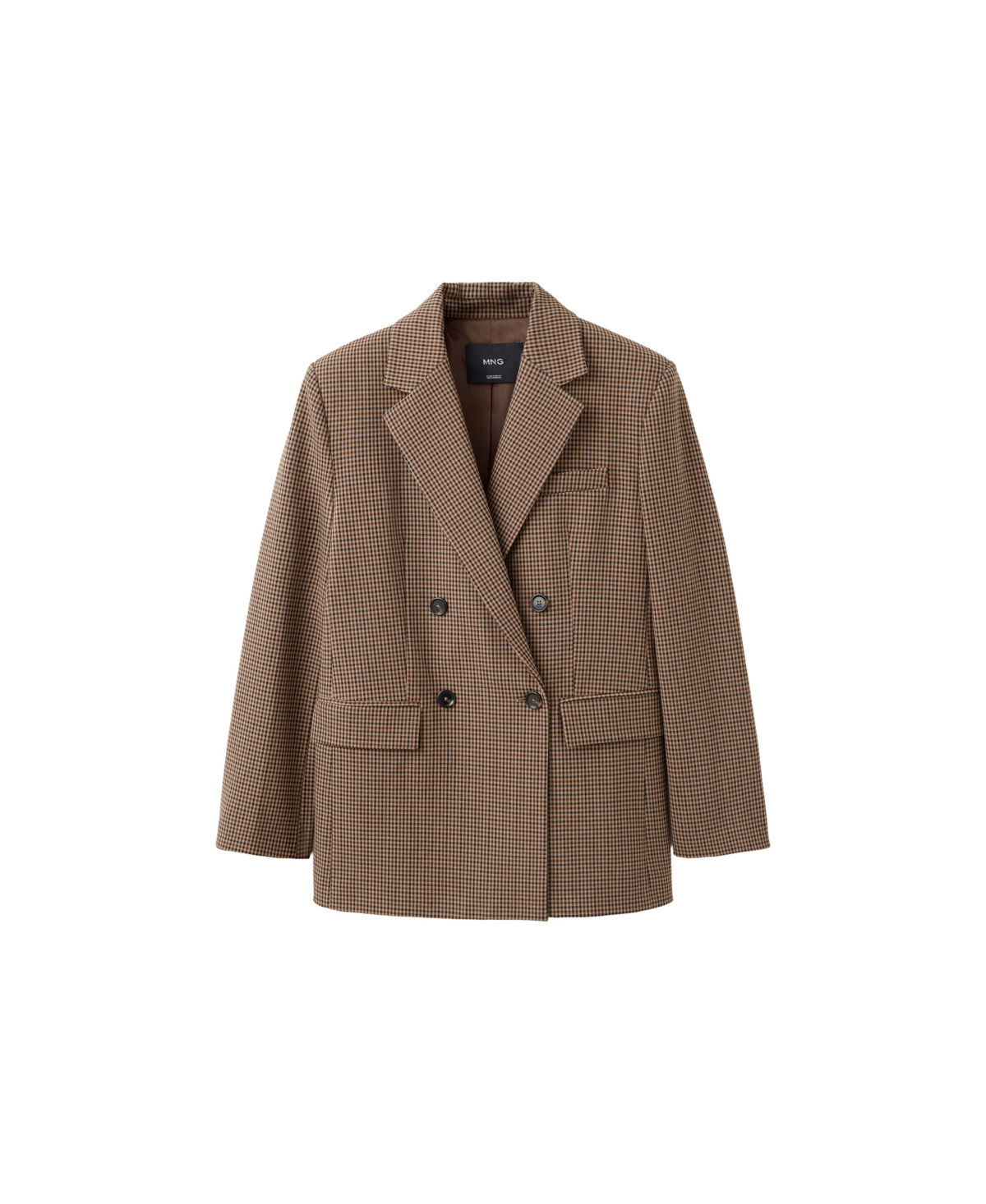 Mango Women's Double-Breasted Houndstooth Blazer - Brown