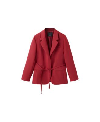 Women's Double-Breasted Wrap Tie Belt Blazer