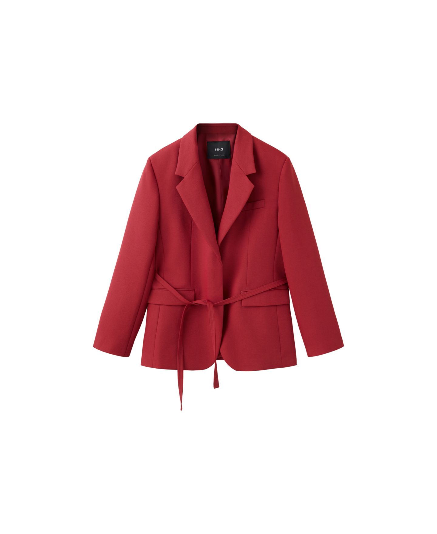 Женский пиджак Mango Double-Breasted Wrap Tie Belt Blazer, цвет: Тёмный оранжевый — фото 1