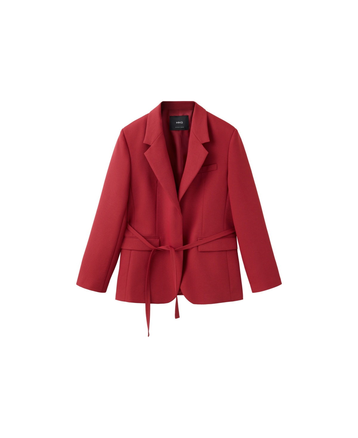 Mango Women's Double-Breasted Wrap Tie Belt Blazer - Dark Orange