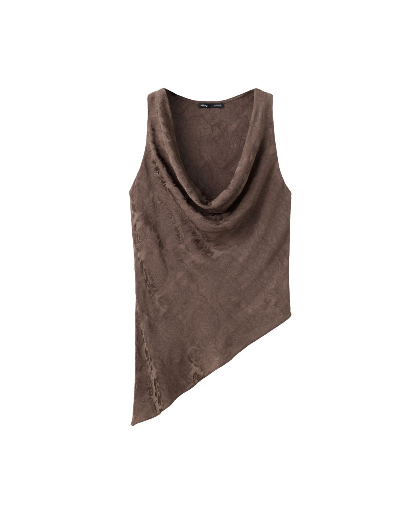 Женский топ Mango Draped-Halter Neck Sleeveless Asymmetric-Hem, цвет: Коричневый — фото 1