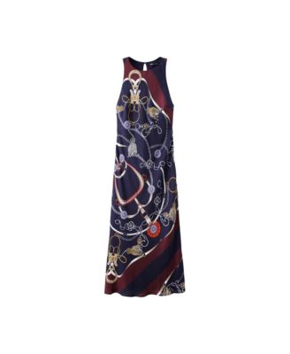 Women's Chain Print Halter Midi Dress