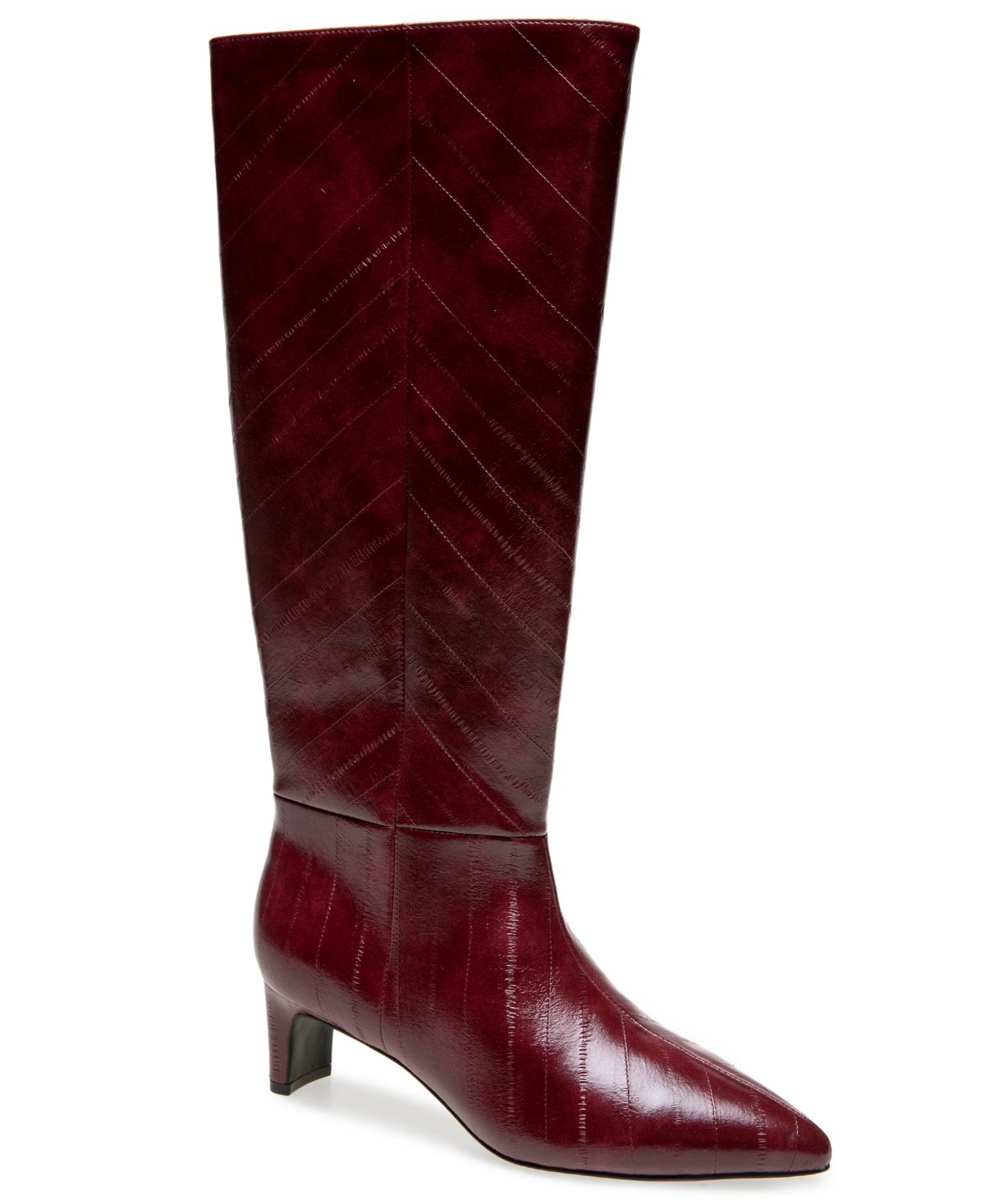 Kenneth Cole Reaction Women's Boysen Knee High Pointed Toe Faux Leather Boots - Cabernet Eel