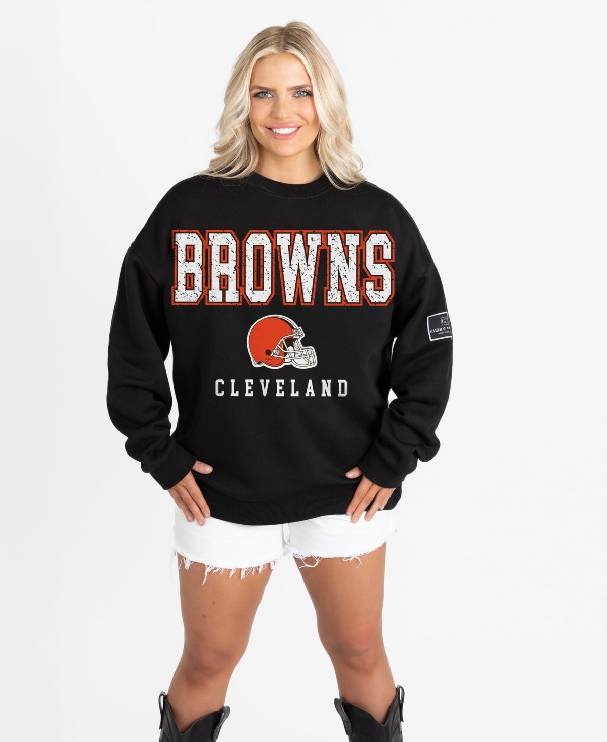 Gameday Couture Women's Black Cleveland Browns Oversized Level Up Black Label Premium Fleece Sweatshirt - Black