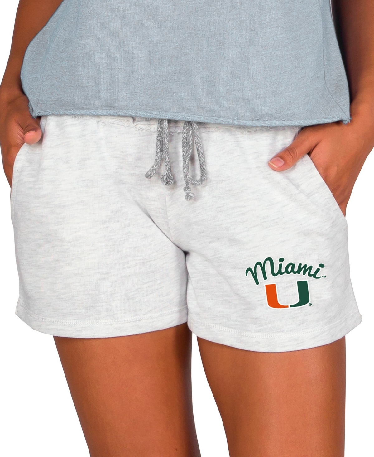 Concepts Sport Women's Ash Miami Hurricanes Mainstream French Terry Tri-Blend Shorts - Ash