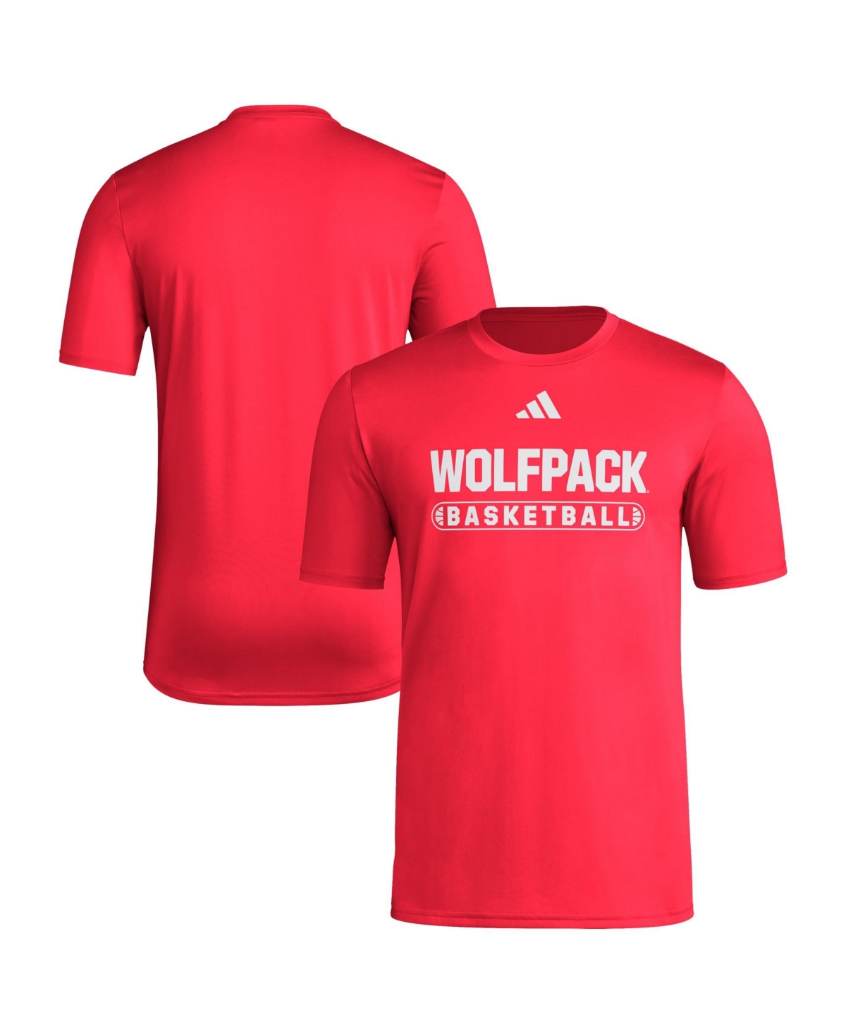 adidas Men's Red Nc State Wolfpack Locker On-Court Basketball Pre-Game T-Shirt - Red