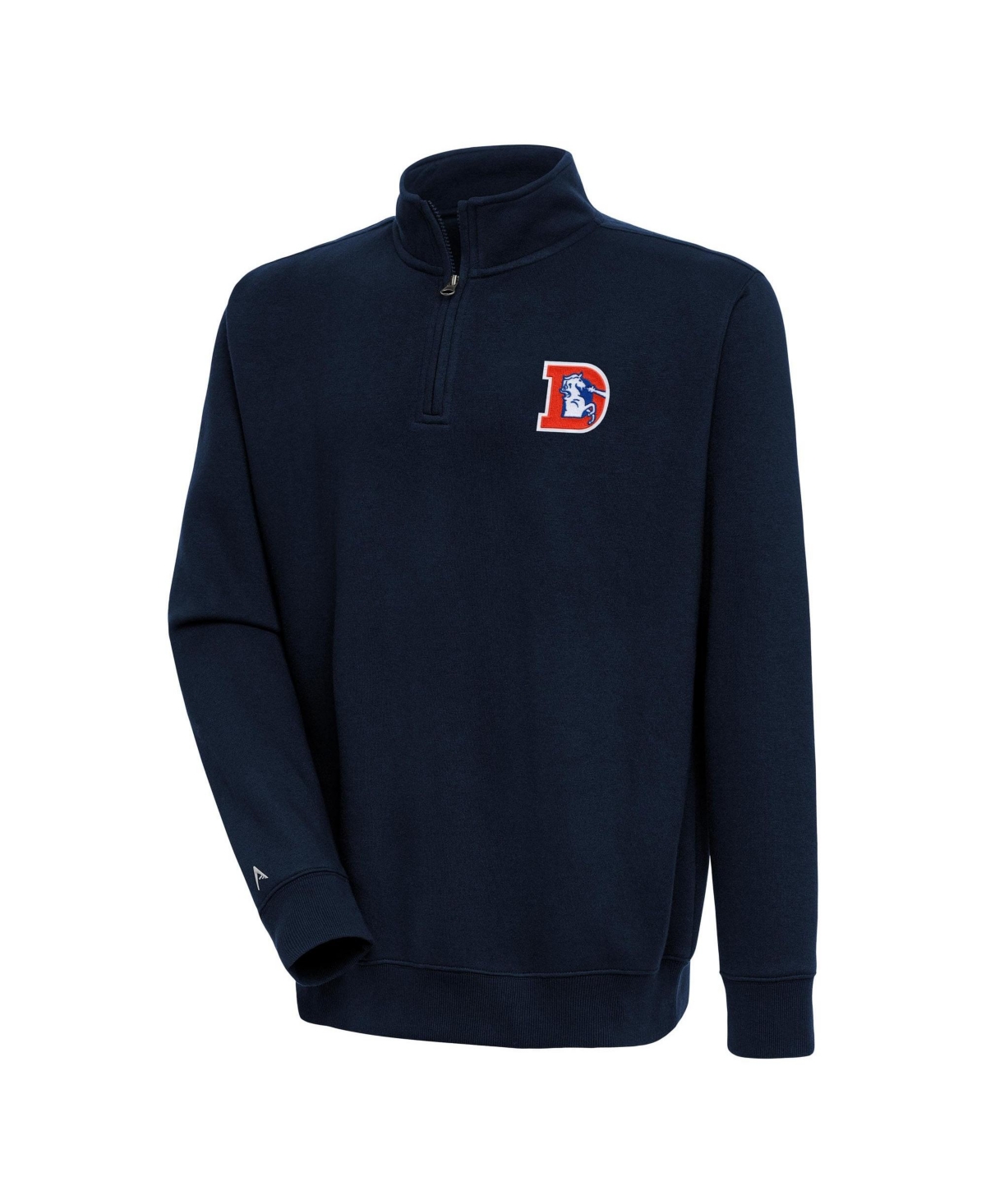 Antigua Men's Navy Denver Broncos Throwback Logo Victory Quarter-Zip Pullover Top - Navy