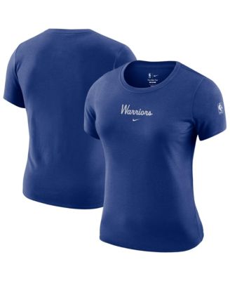 Women's Royal Golden State Warriors Courtside Modest Cropped Tri-Blend T-Shirt