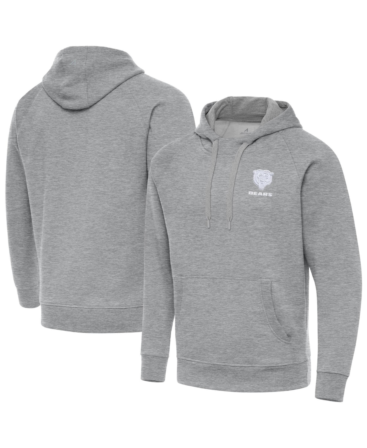 Antigua Men's Heather Gray Chicago Bears Victory Pullover Hoodie - Heather Gray