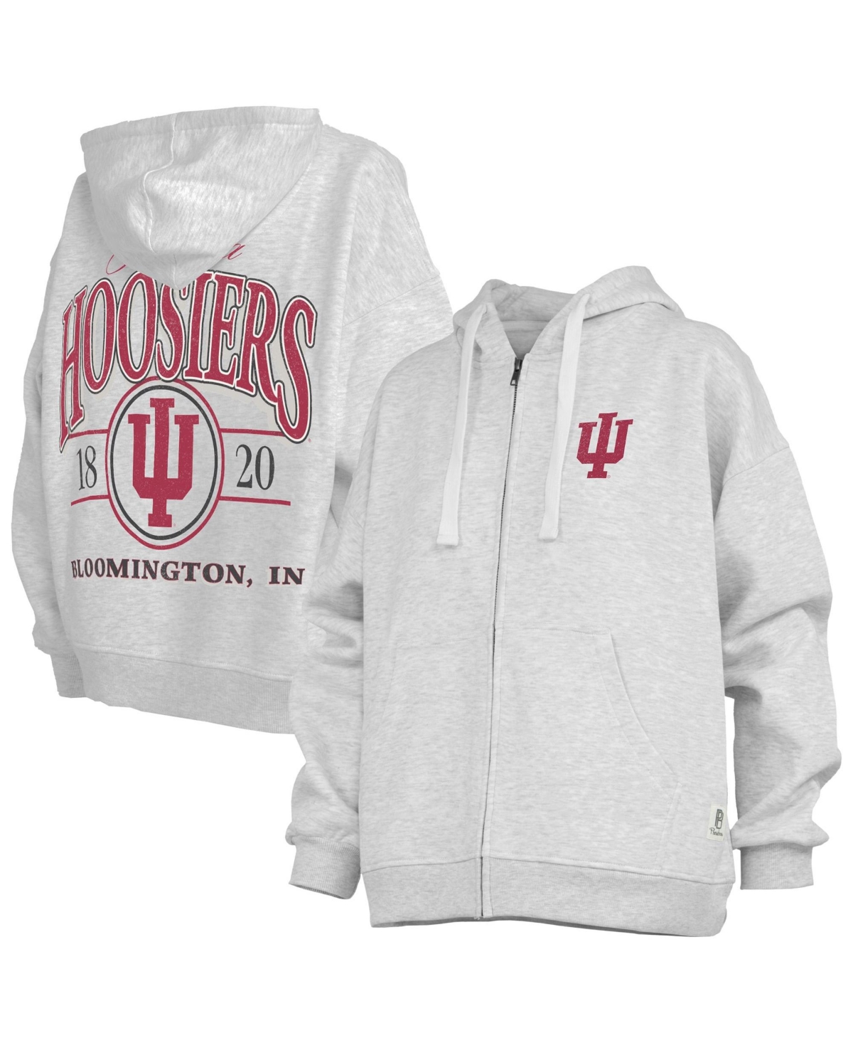 Pressbox Women's Heather Gray Indiana Hoosiers Janise Full-Zip Hoodie - Heather Gray