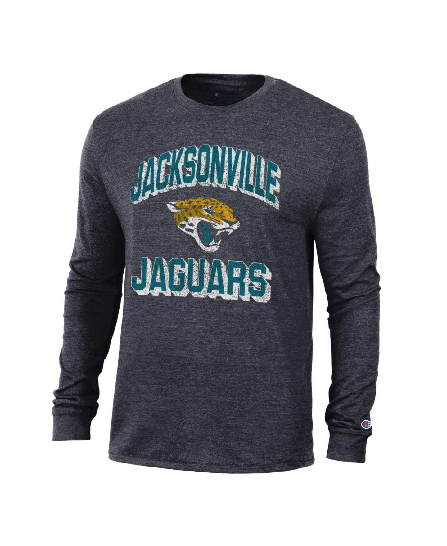 Мужская футболка Champion Heather Black Jacksonville Jaguars Ultimate Tri-Blend Long-Sleeve — фото 2
