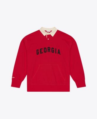 Men's Red Georgia Bulldogs Retro Roots French Terry Long-Sleeve Polo Shirt