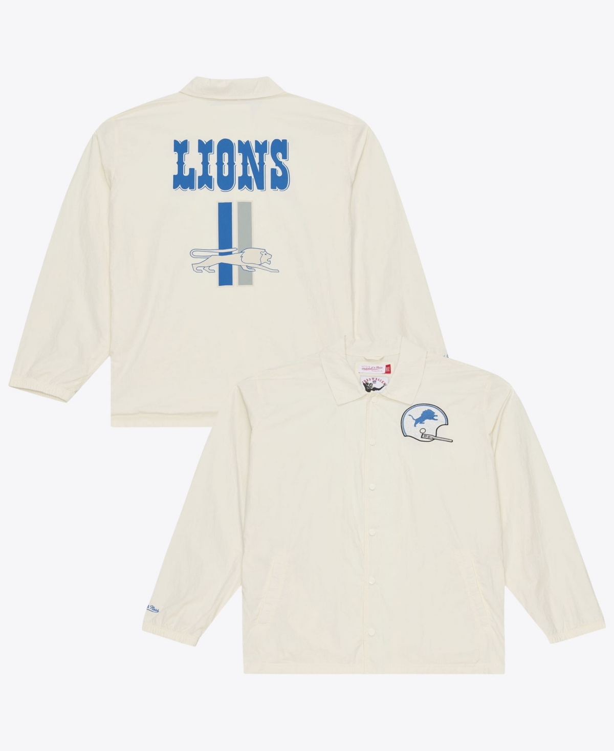 Mitchell & Ness Men's Mitchell Ness Cream Detroit Lions Retro Roots Full-Snap Coaches Jacket - Cream