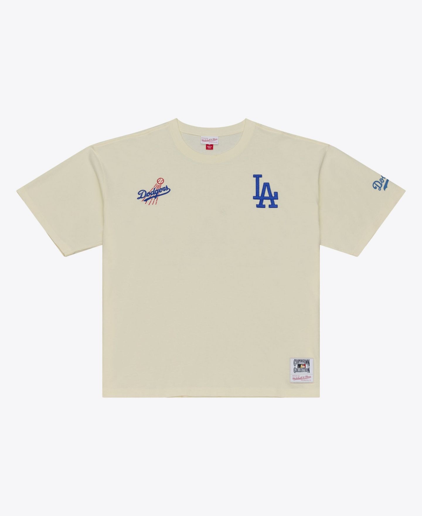 Мужская футболка Mitchell & Ness Mitchell Ness Cream Los Angeles Dodgers Heritage Hues Oversized — фото 1