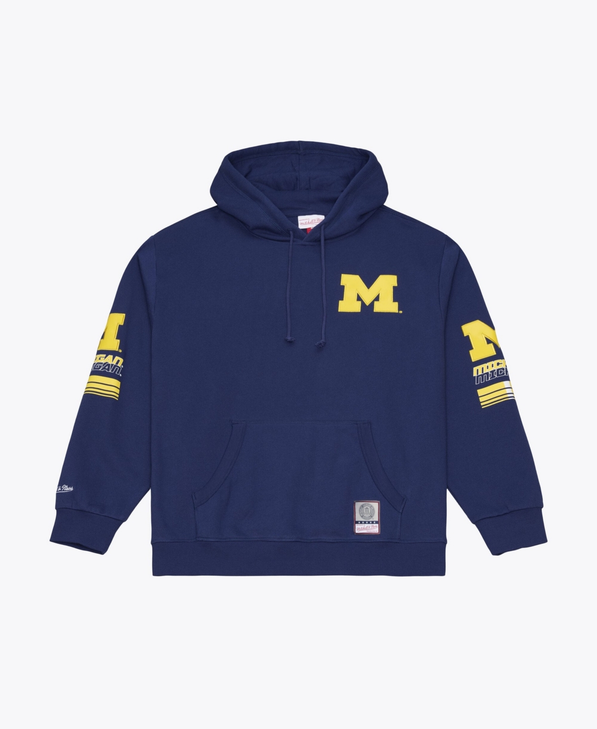 Mitchell & Ness Men's Mitchell Ness Navy Michigan Wolverines Triple Check Fleece Pullover Hoodie - Navy