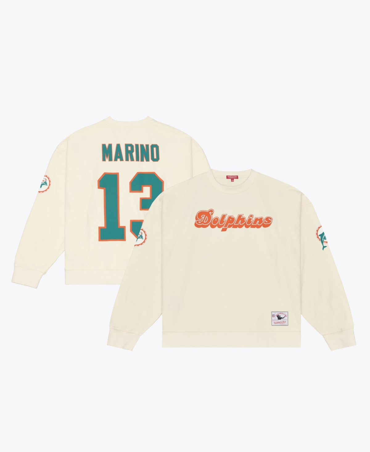 Mitchell & Ness Women's Mitchell Ness Dan Marino Cream Miami Dolphins Name & Number Sweatshirt - Cream