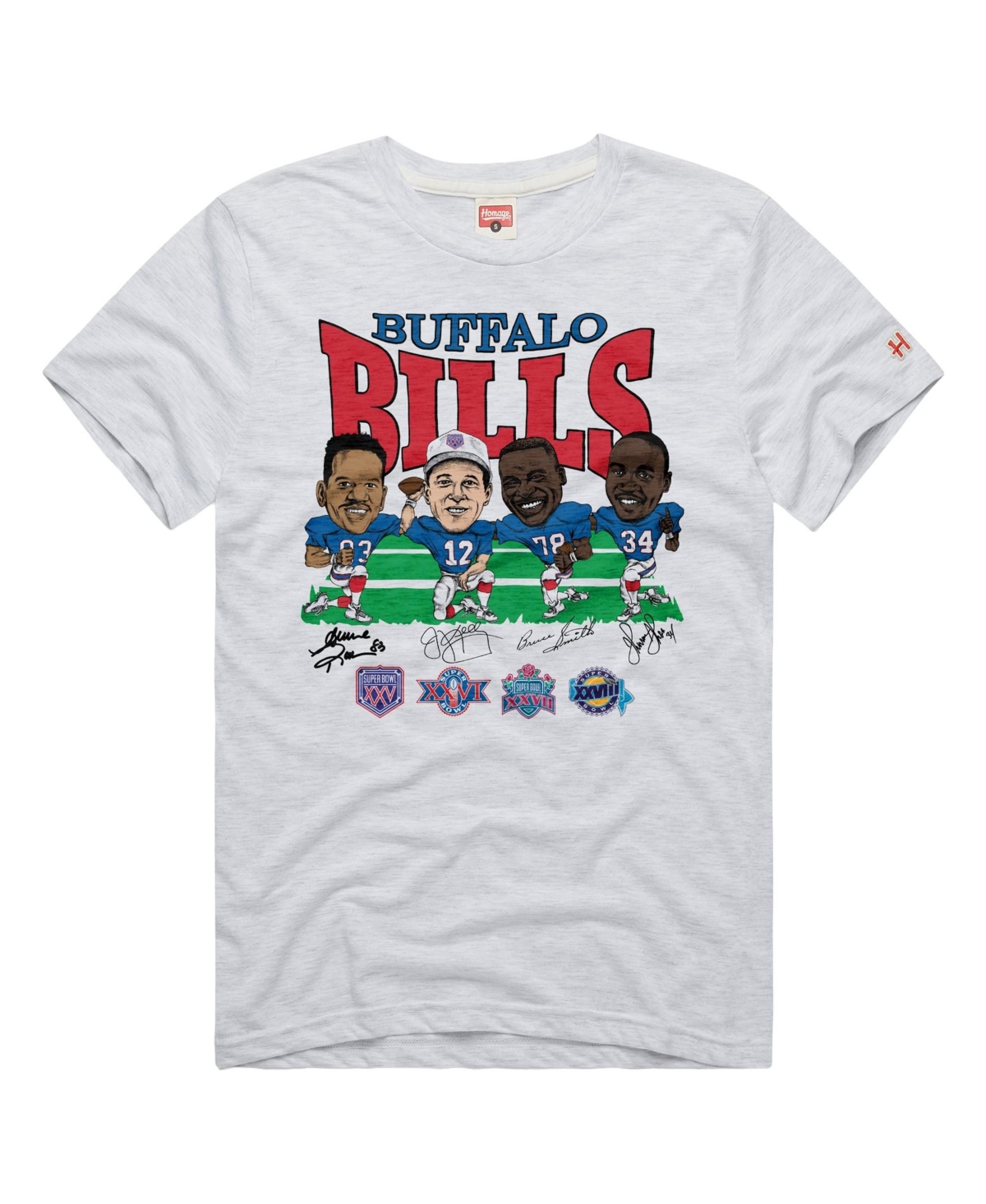 Homage Men's and Women's Ash Buffalo Bills Super Bowl T-Shirt - Ash