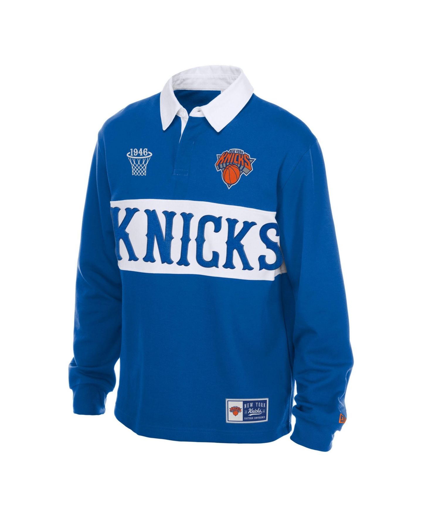 Мужское поло New Era Blue New York Knicks Rugby Long-Sleeve Polo — фото 3