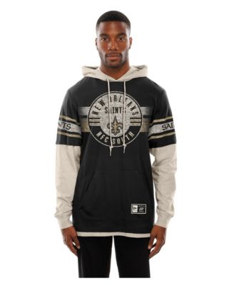 Men's Black New Orleans Saints Twofer Layered Long-Sleeve Hooded T-Shirt