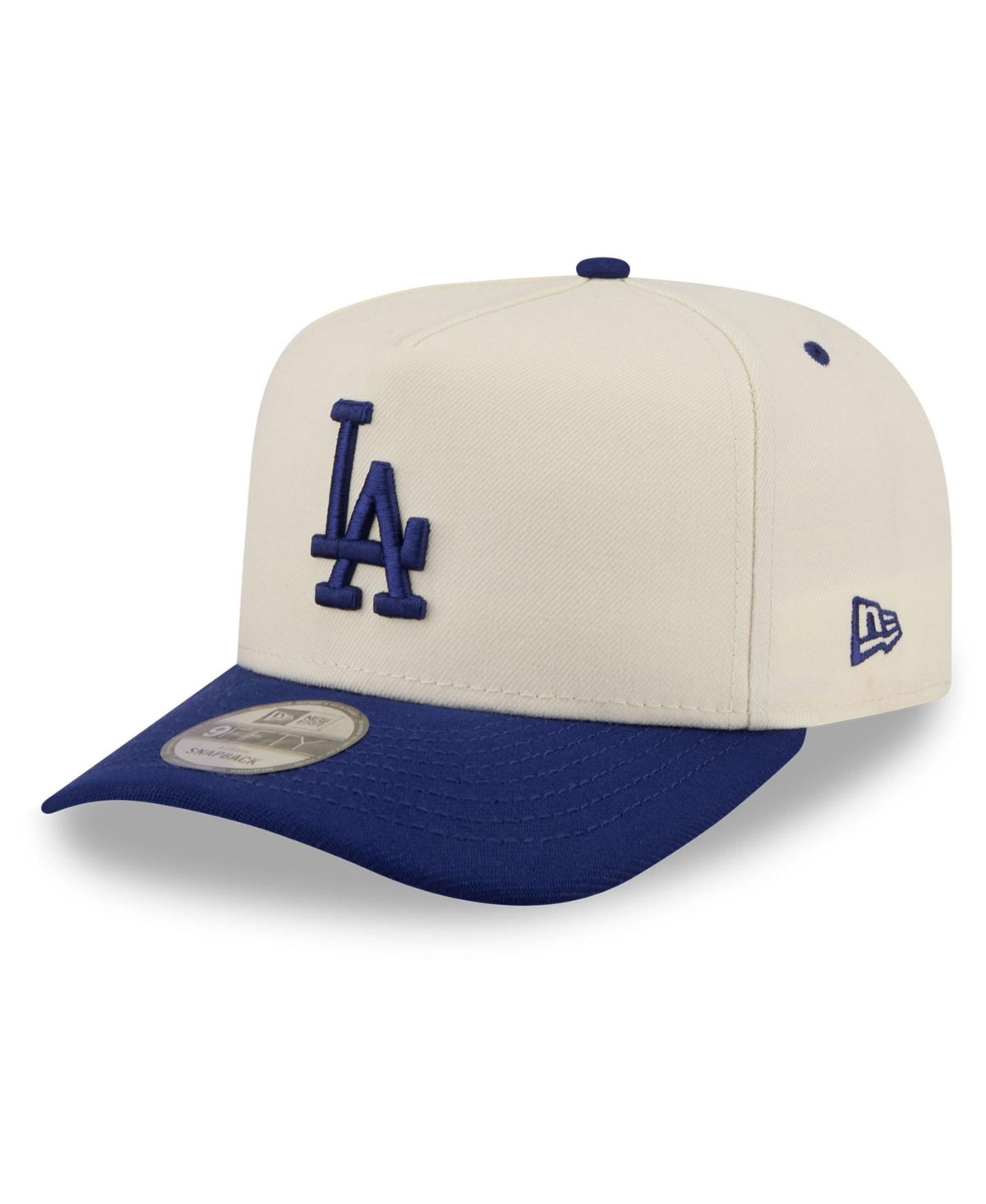 New Era Men's Cream Los Angeles Dodgers Rear Hit 9FIFTY A-Frame Snapback Hat - Cream, Dark Blue