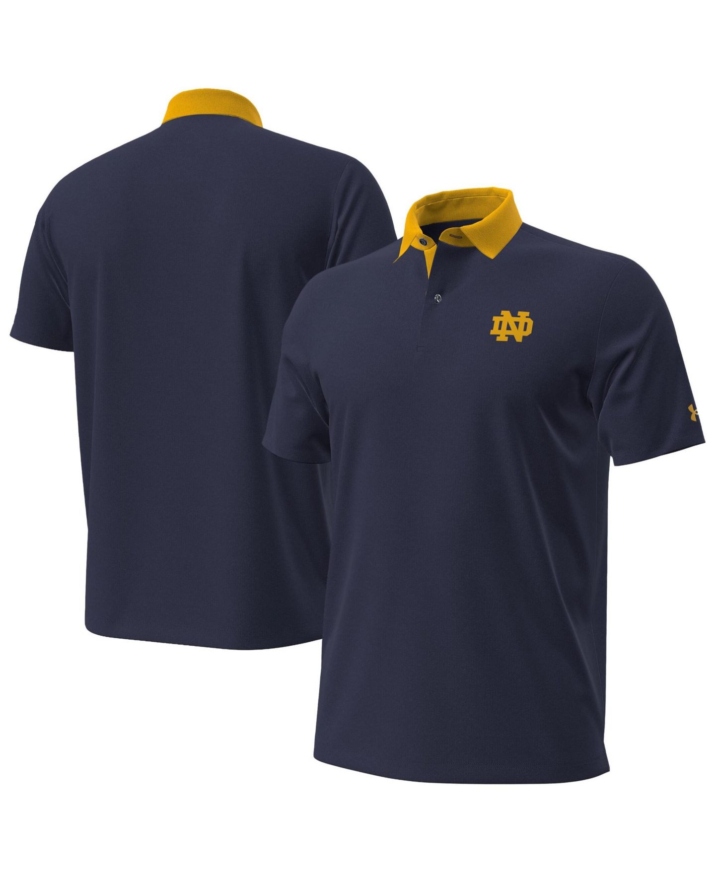 Мужское поло Under Armour Navy Notre Dame Fighting Irish 2026 Sideline Playoff Novelty Polo — фото 1