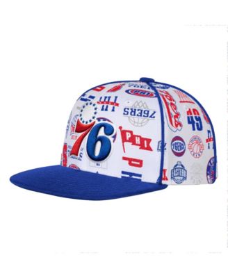 Big Boys' and Girls' White Philadelphia 76ers Piped Up Snapback Hat