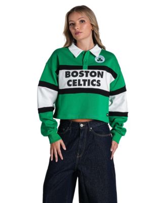 Women's Kelly Green Boston Celtics Long-Sleeve Crop Polo Shirt