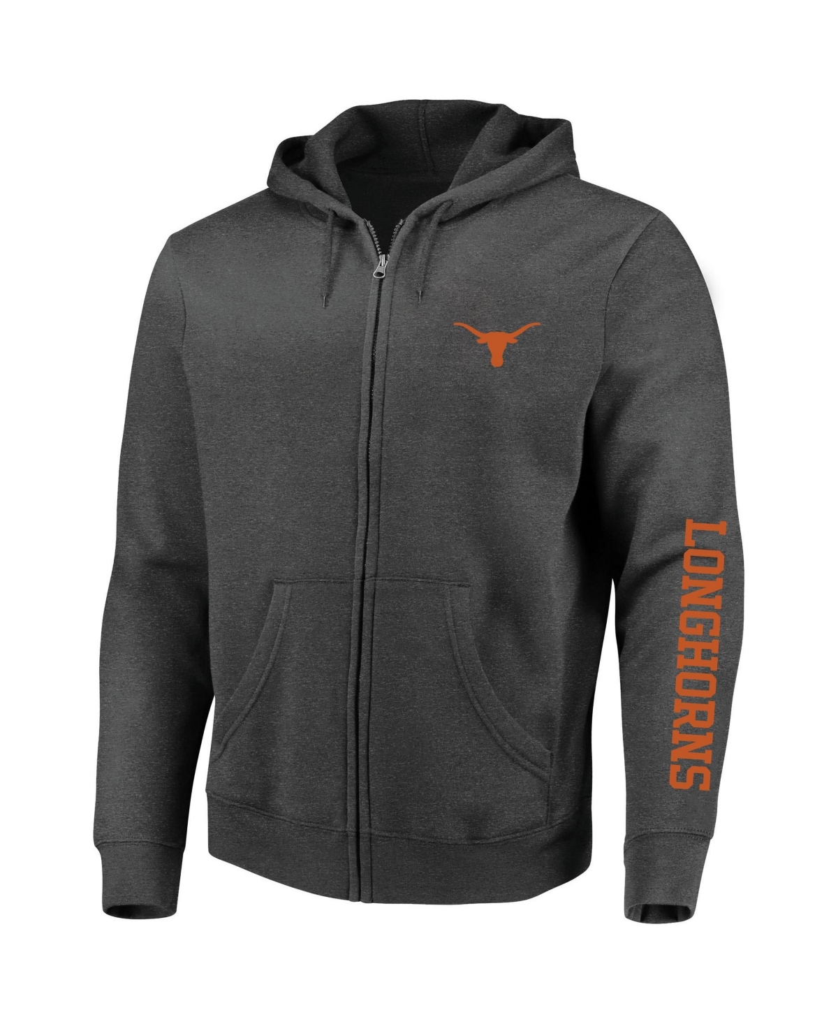 Profile Men's Heather Charcoal Texas Longhorns Big Tall Full-Zip Hoodie - Heather Charcoal