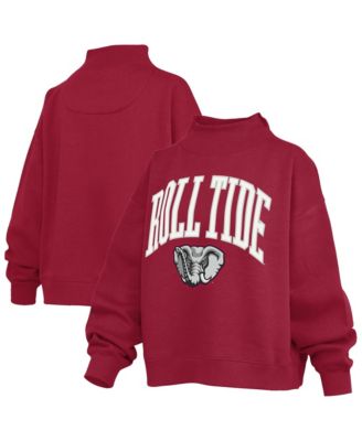 Women's Crimson Alabama Crimson Tide Oversized Slogan Fleece Mock Neck Sweatshirt