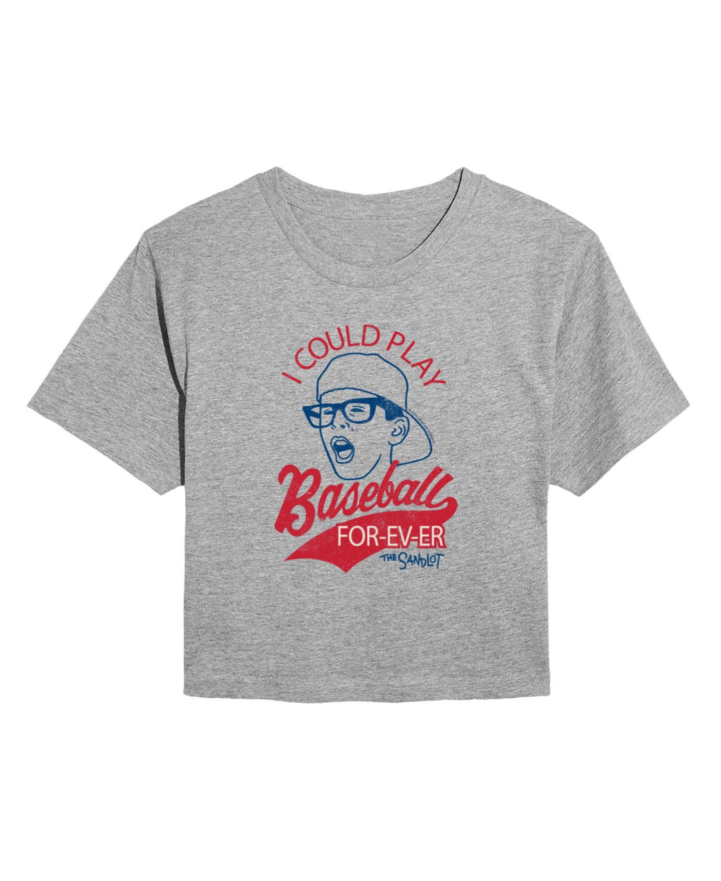 Женская футболка The Sandlot Juniors' Baseball Forever Cropped Graphic, цвет: Меланжевый серый — фото 4