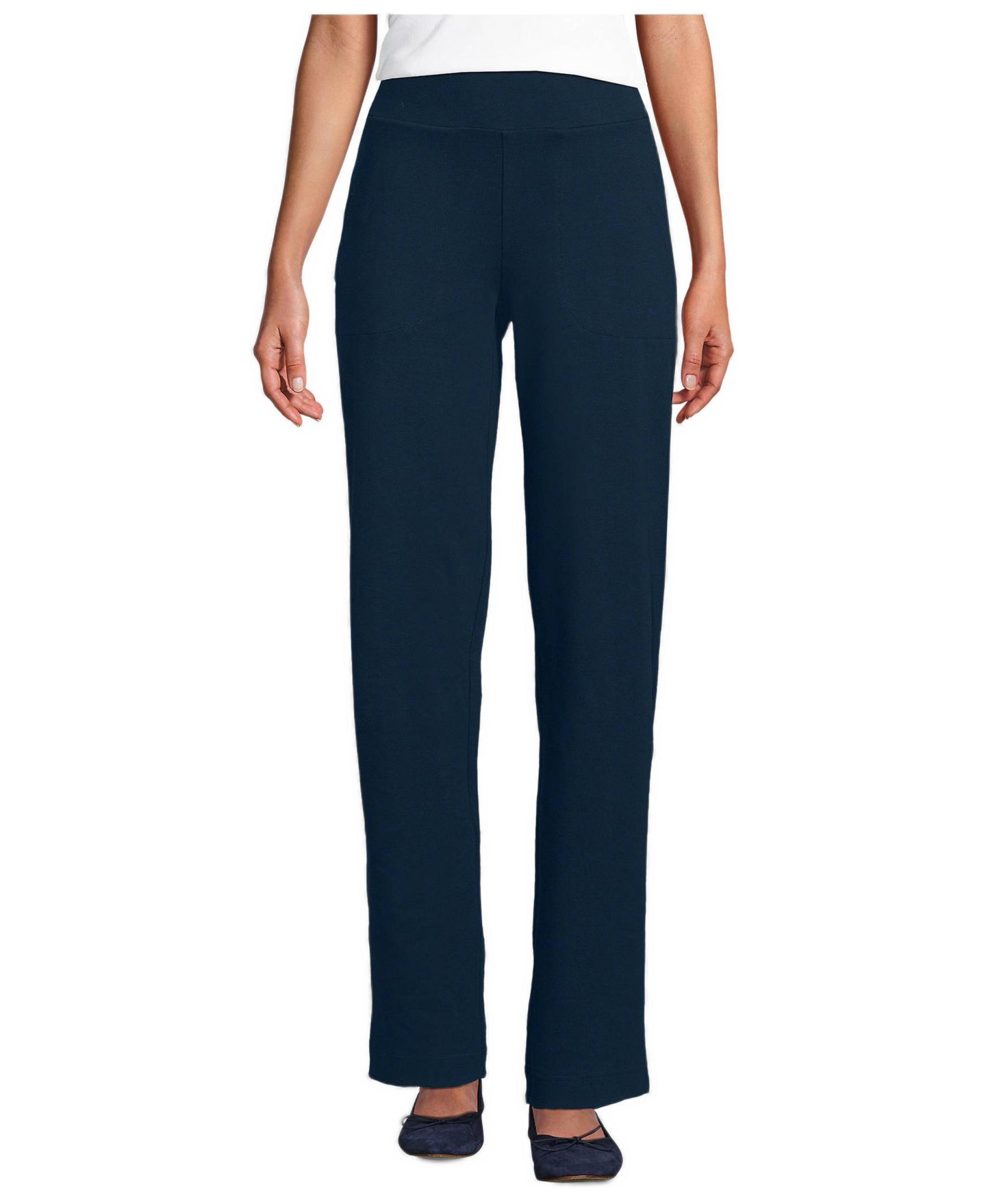 Женские брюки Lands' End Starfish Straight Pull-On, цвет: Тёмно-синий — фото 1