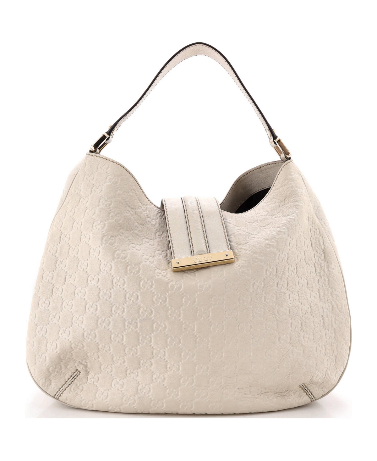 Pre-Owned Gucci Medium New Ladies Web Hobo Guccissima Leather - Natural