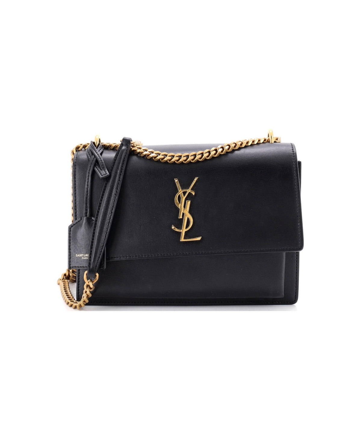 Pre-Owned Saint Laurent Medium Sunset Satchel Leather - Black