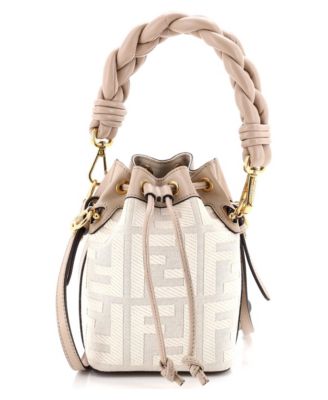 Mini Woven Handle Mon Tresor Bucket Bag Zucca Embroidered Canvas