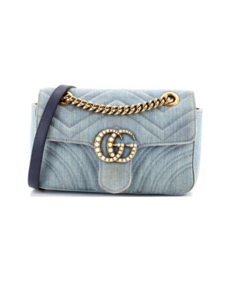 Small Pearly GG Marmont Flap Bag Matelasse Denim