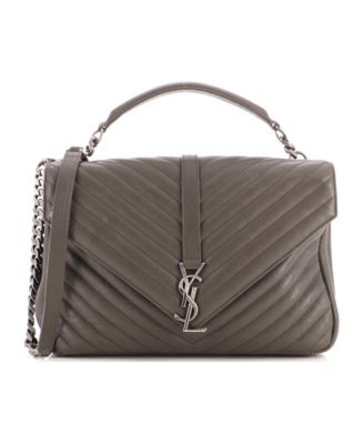 Large Classic Monogram College Bag Matelasse Chevron Leather