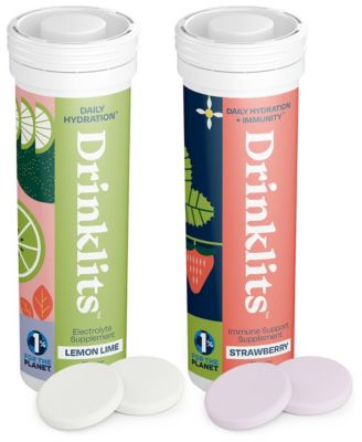 Lemon Lime Electrolyte Hydration and Strawberry Immune Support Tablets 2 Tubes 20 Servings