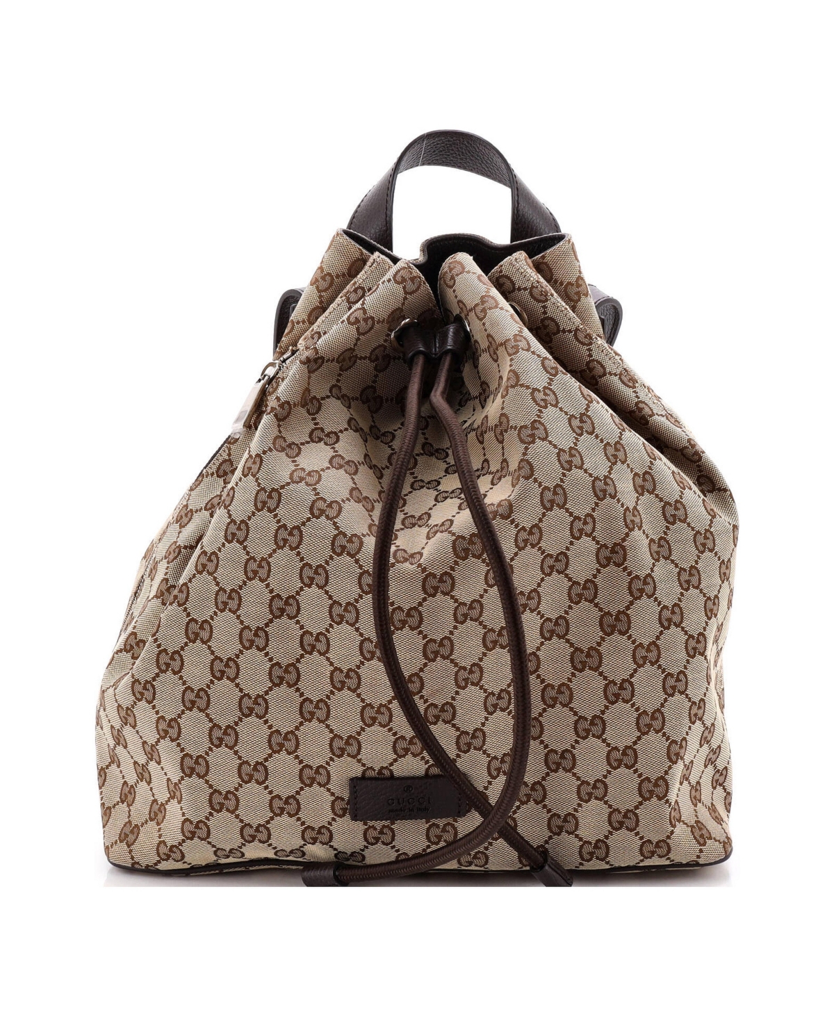 Pre-Owned Gucci Medium Drawstring Backpack Gg Canvas - Brown