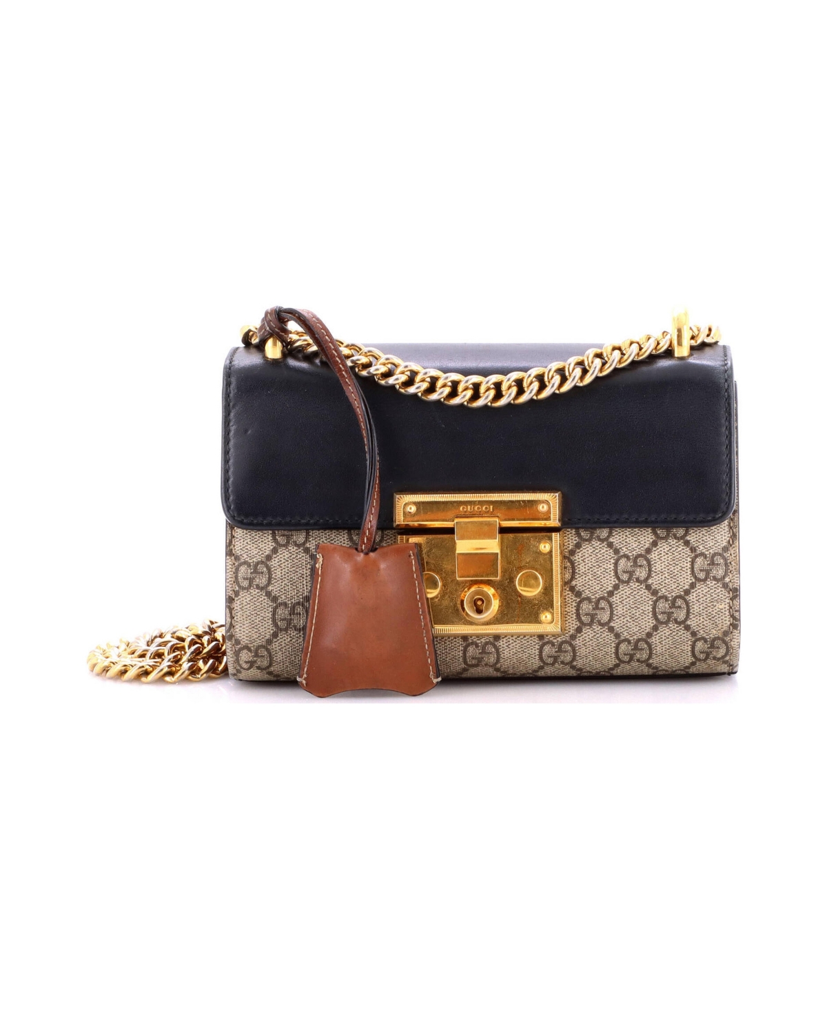 Pre-Owned Gucci Small Padlock Shoulder Bag Gg Coated Canvas and Leather - Black
