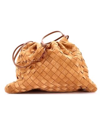 Medium Drawstring Dustbag Crossbody Bag Intrecciato Suede