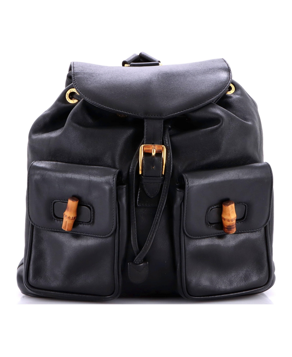 Pre-Owned Gucci Medium Vintage Bamboo Backpack Leather - Black