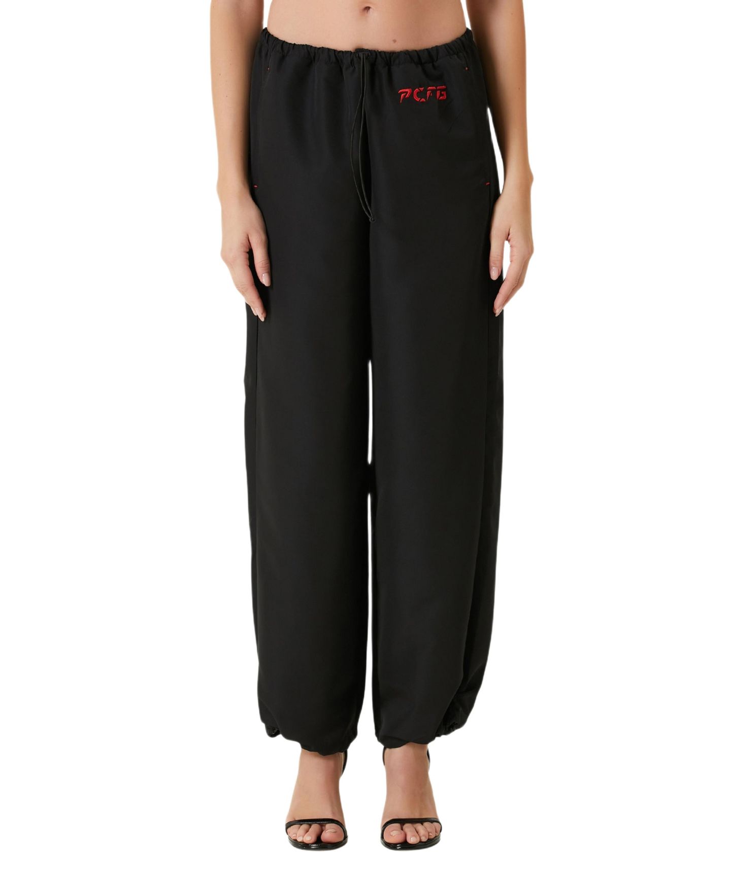 Женские брюки PCFG Free Heaven Mid-Rise Wide-Leg Parachute, цвет: Угольно-чёрный — фото 1