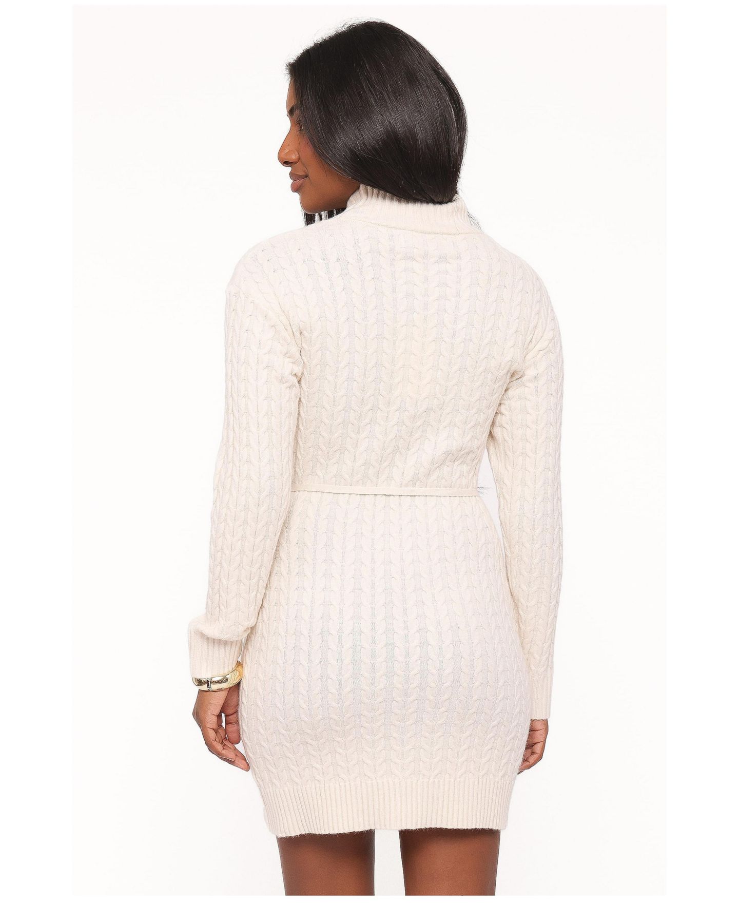 Женское платье Petal and Pup Espa Cable-Knit Mock Neck Mini, цвет: Кремовый — фото 3